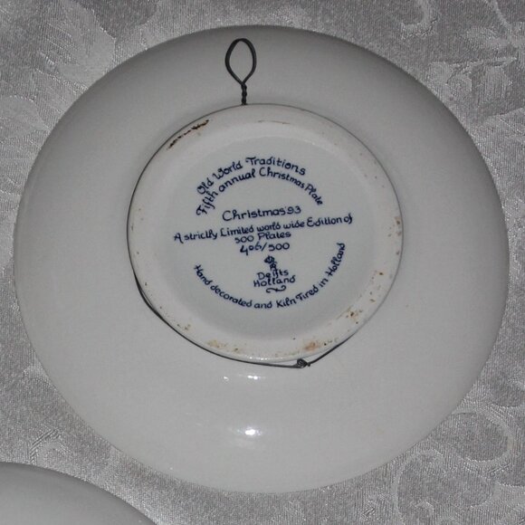 Delft Christmas 1993 Plate | Blue and White Delft Collectible Plates - Picture 4 of 5